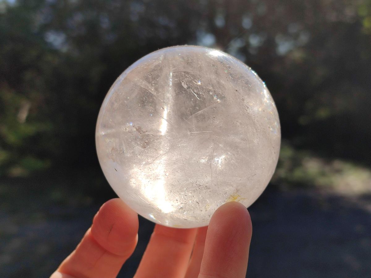 Polished Rainbow Veiled Rock Crystal Ball x 1 From Madagascar