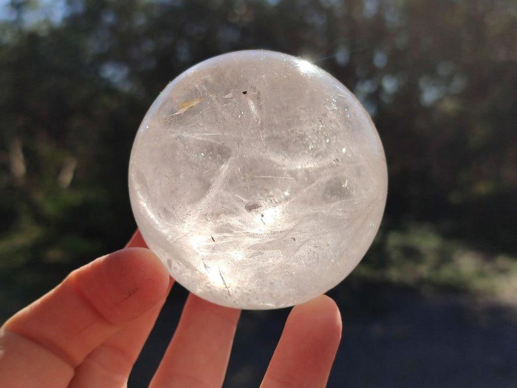 Polished Rainbow Veiled Rock Crystal Ball x 1 From Madagascar