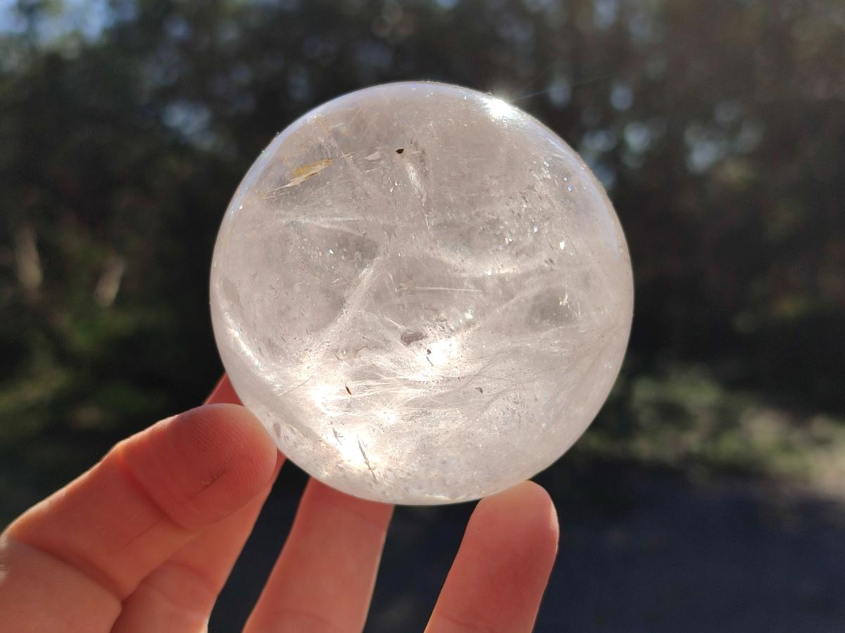 Polished Rainbow Veiled Rock Crystal Ball x 1 From Madagascar