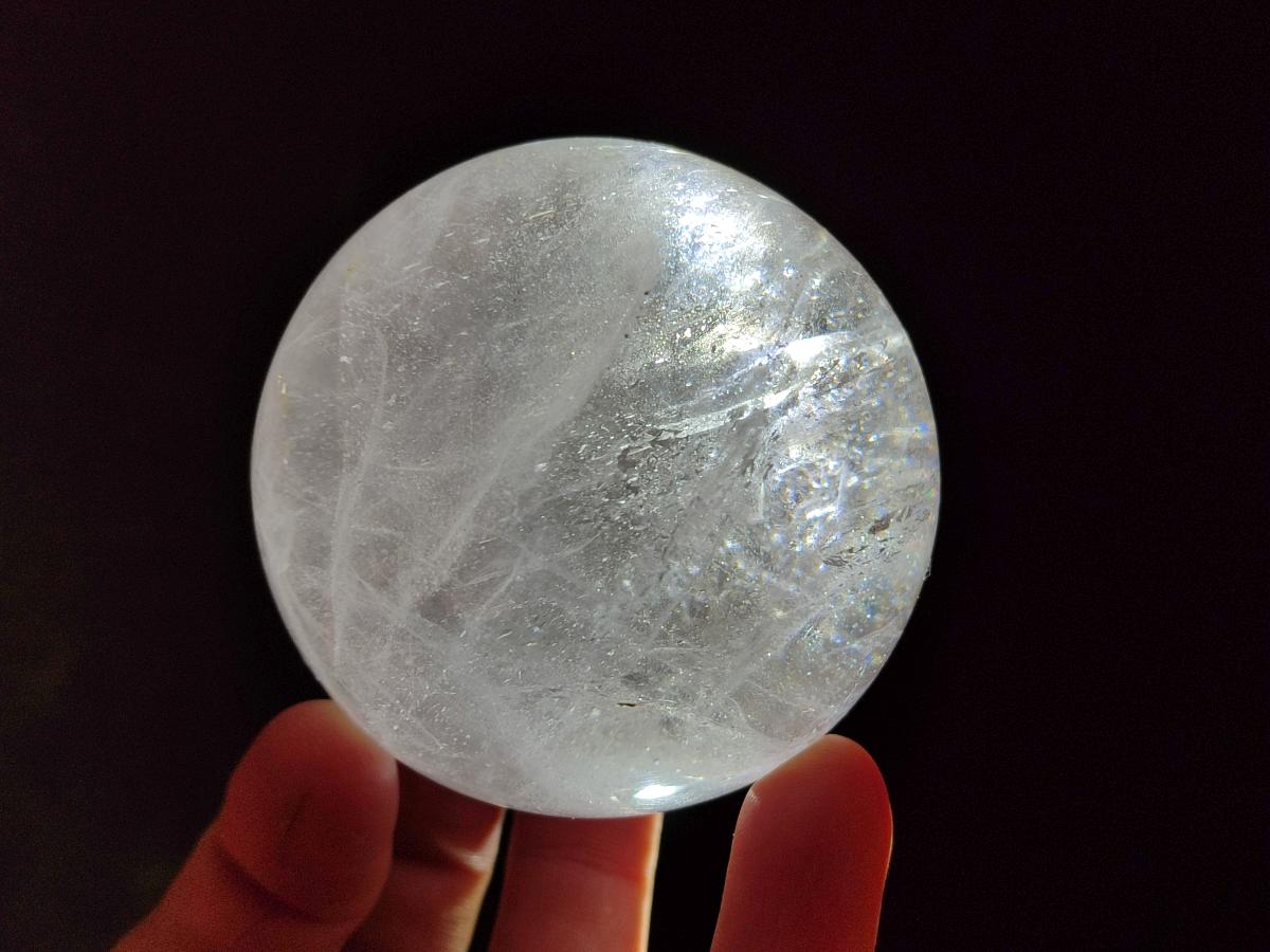 Polished Rainbow Veiled Rock Crystal Ball x 1 From Madagascar