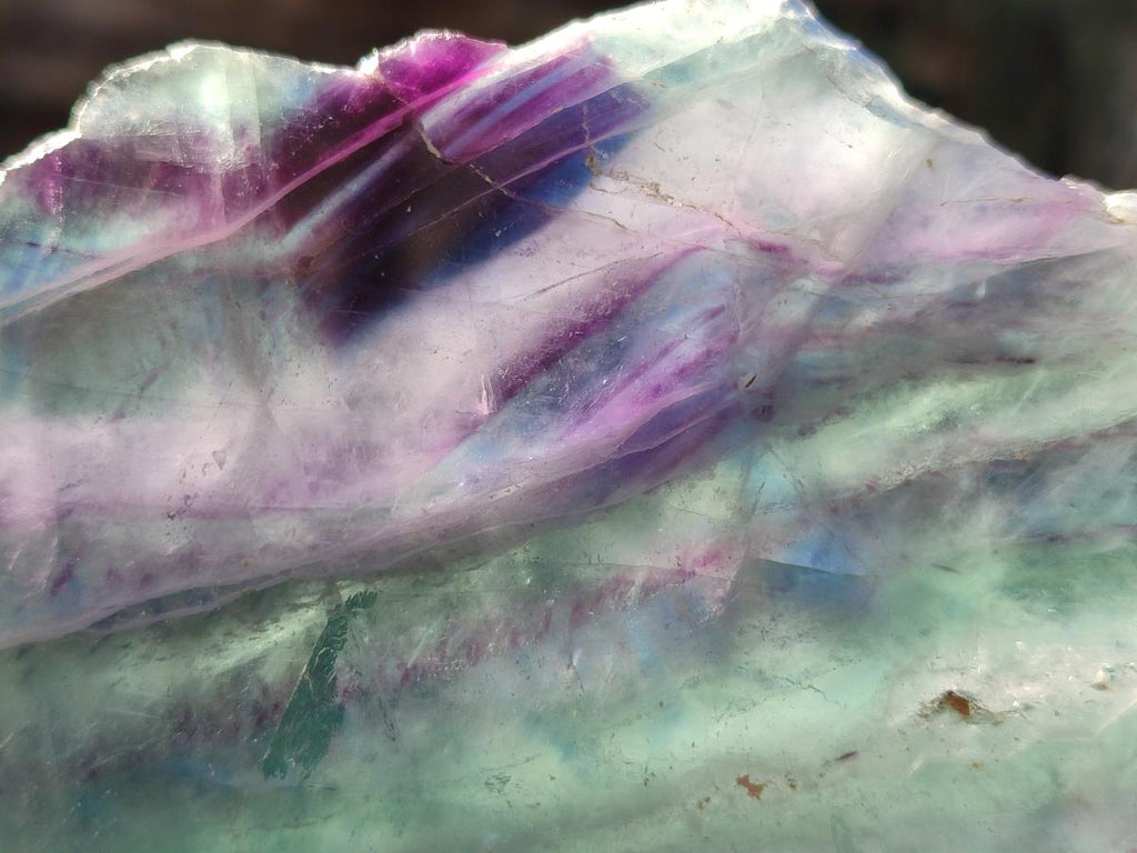 Polished Watermelon Fluorite Slice and a Natural Specimen x 2 From Uis, Namibia