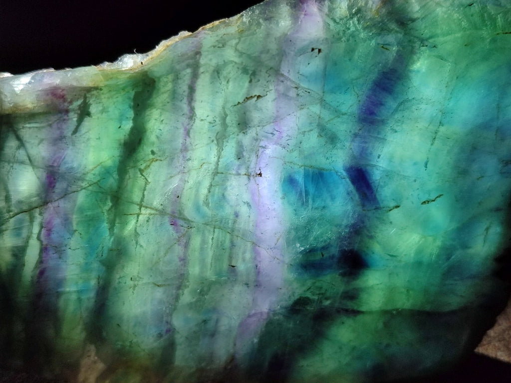 Polished Translucent Watermelon Fluorite Slice x 1 From Uis, Namibia