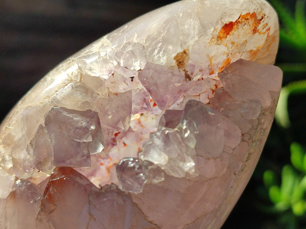 Polished Agate Egg with Crystalline Amethyst Centre x 1 From Maintirano, Madagascar