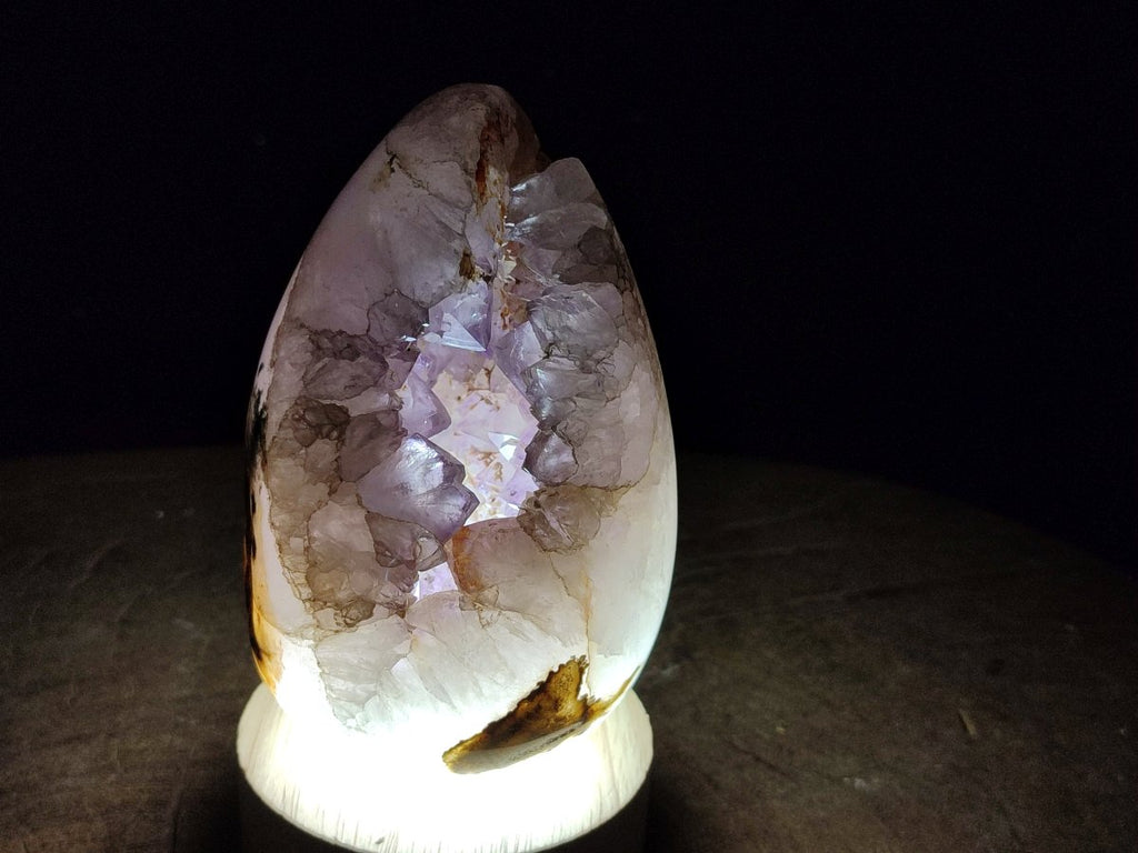 Polished Agate Egg with Crystalline Amethyst Centre x 1 From Maintirano, Madagascar