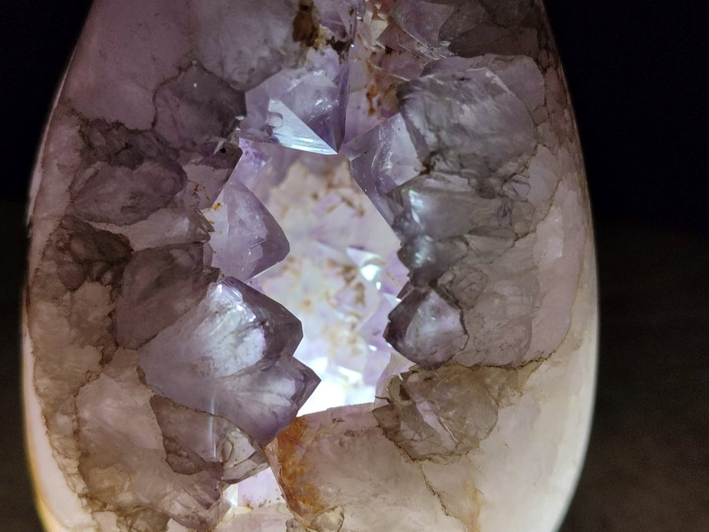 Polished Agate Egg with Crystalline Amethyst Centre x 1 From Maintirano, Madagascar