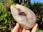 Polished Agate Egg with Crystalline Amethyst Centre x 1 From Maintirano, Madagascar