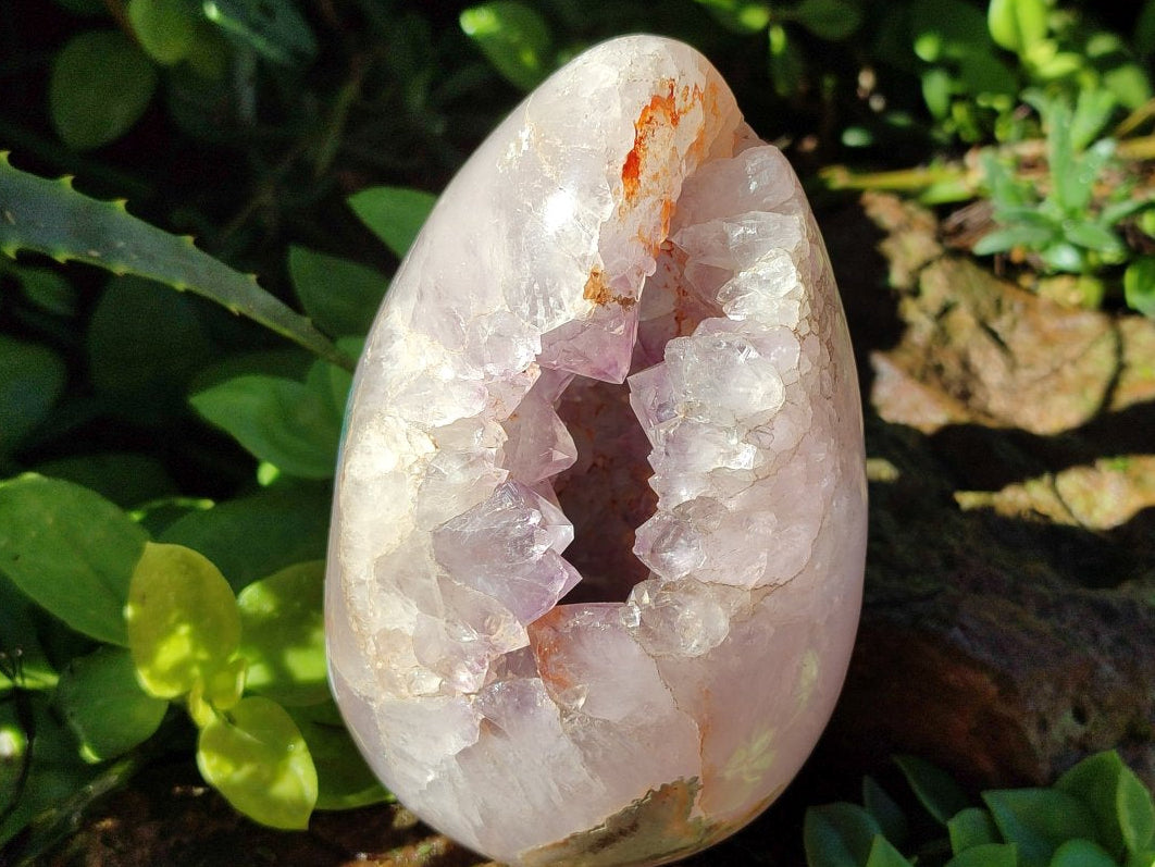 Polished Agate Egg with Crystalline Amethyst Centre x 1 From Maintirano, Madagascar