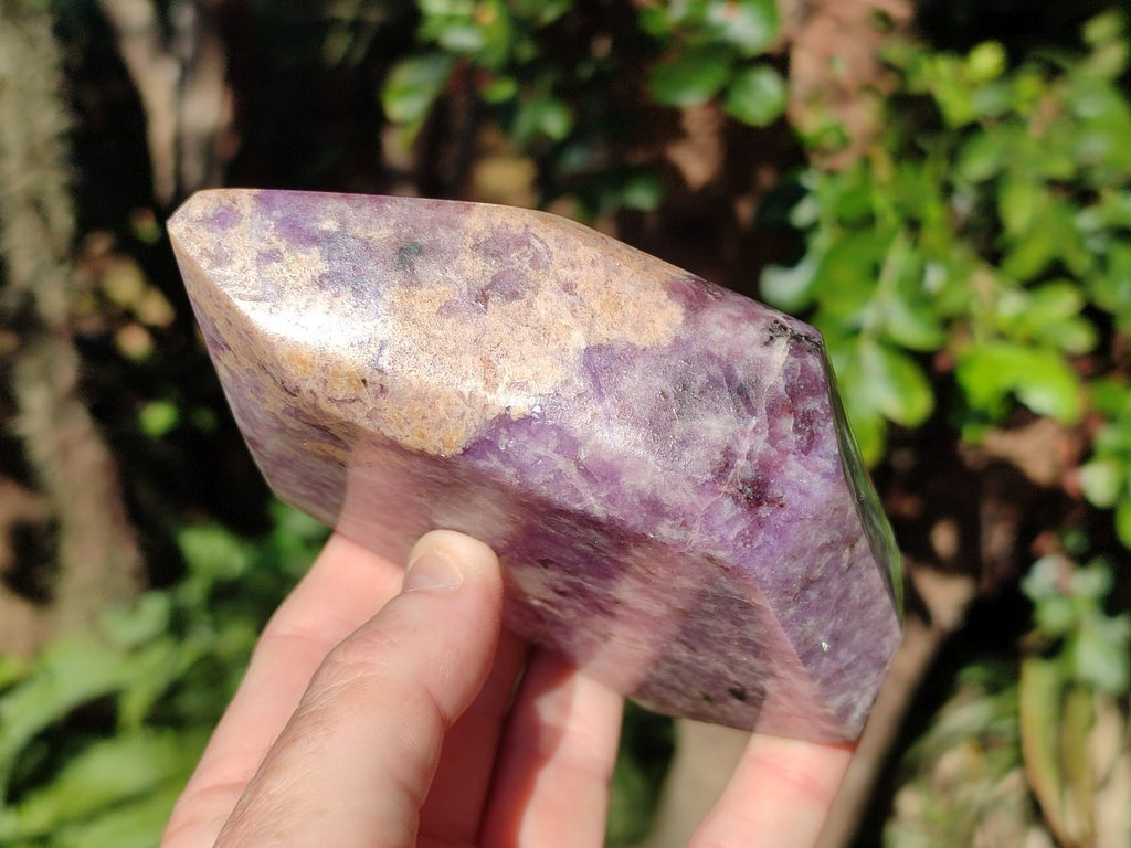 Polished Purple Lepidolite with Peach Moonstone Standing Display Crystal x 1 From Madagascar