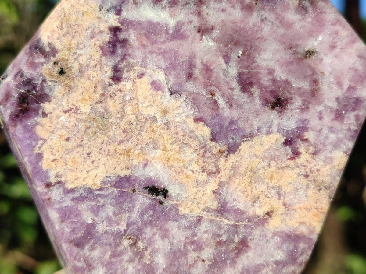 Polished Purple Lepidolite with Peach Moonstone Standing Display Crystal x 1 From Madagascar