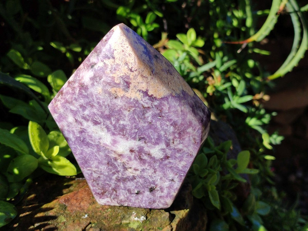 Polished Purple Lepidolite with Peach Moonstone Standing Display Crystal x 1 From Madagascar