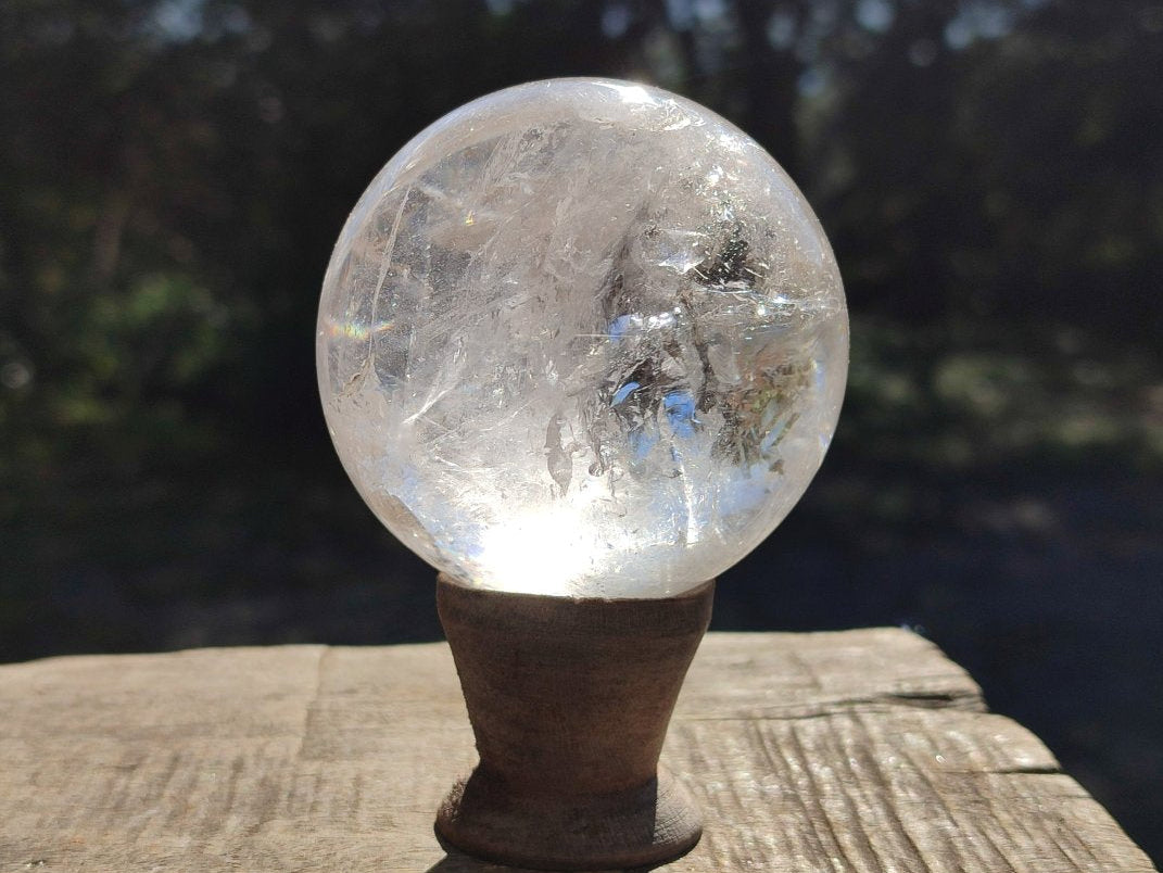 Polished Rainbow Veiled Rock Crystal Ball x 1 From Madagascar
