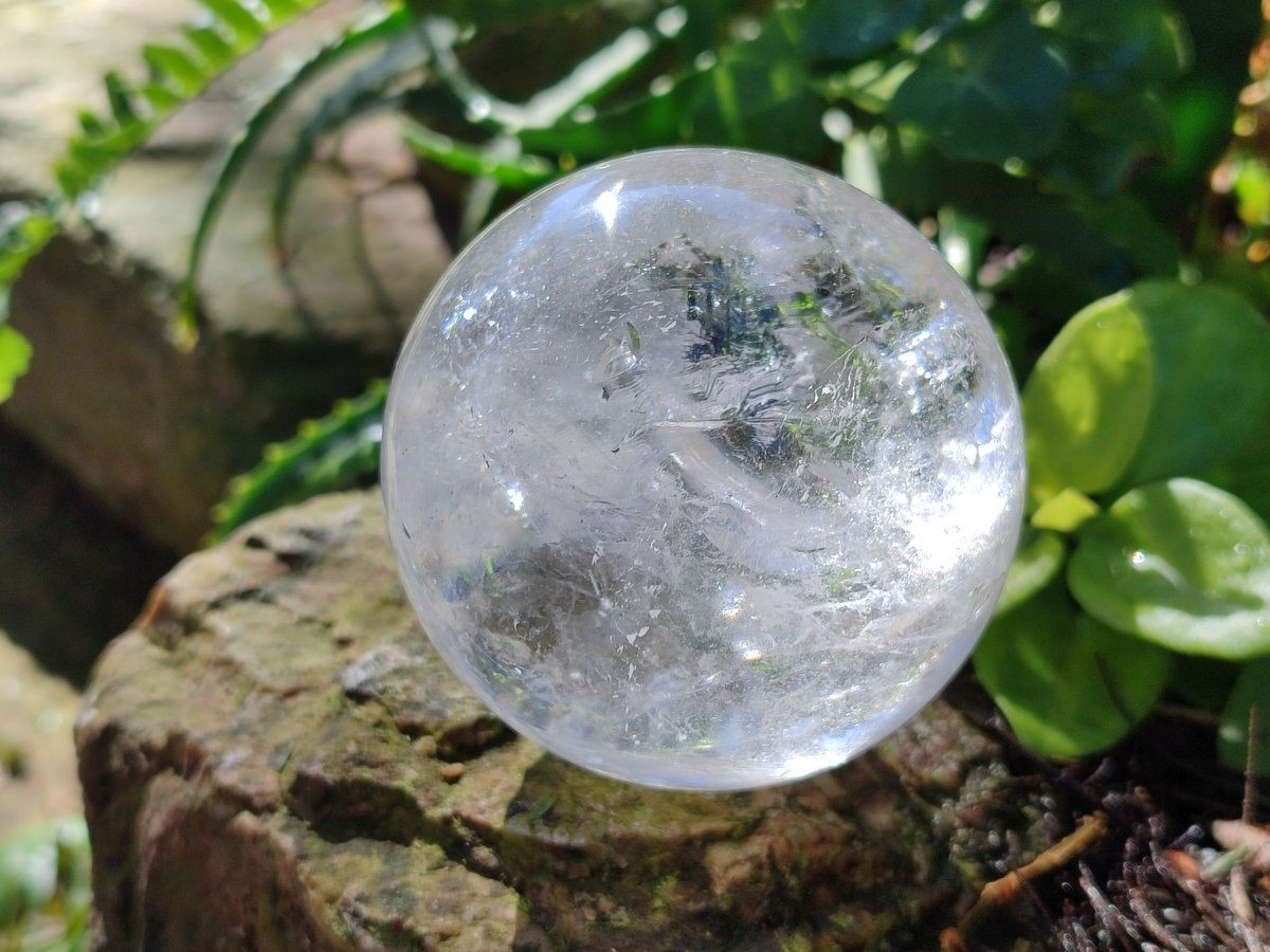 Polished Rainbow Veiled Rock Crystal Ball x 1 From Madagascar