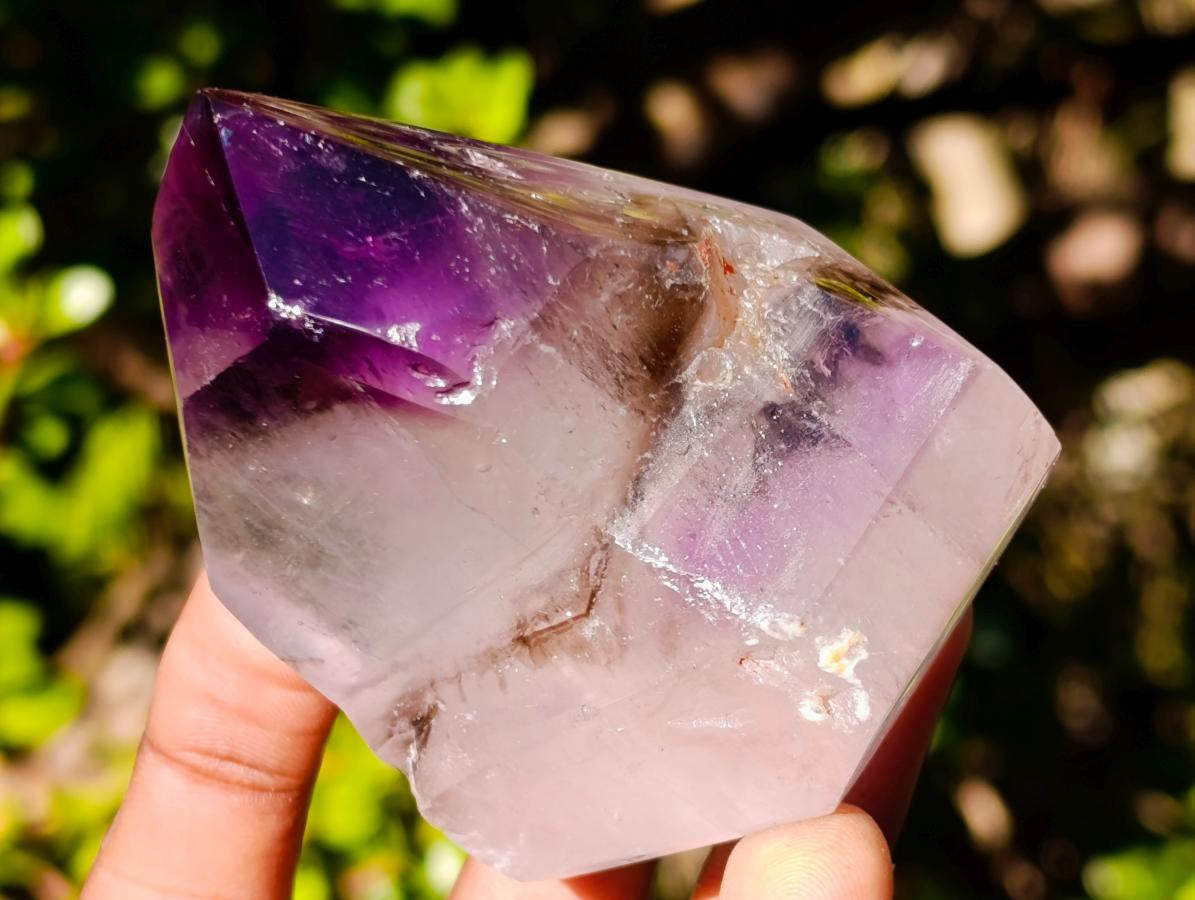 Polished Smokey Amethyst Twin Window Quartz Crystal x 1 From Akansobe Madagascar
