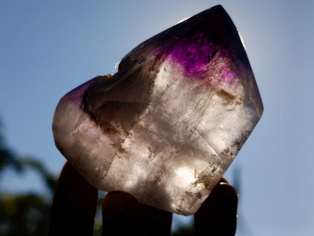 Polished Smokey Amethyst Twin Window Quartz Crystal x 1 From Akansobe Madagascar