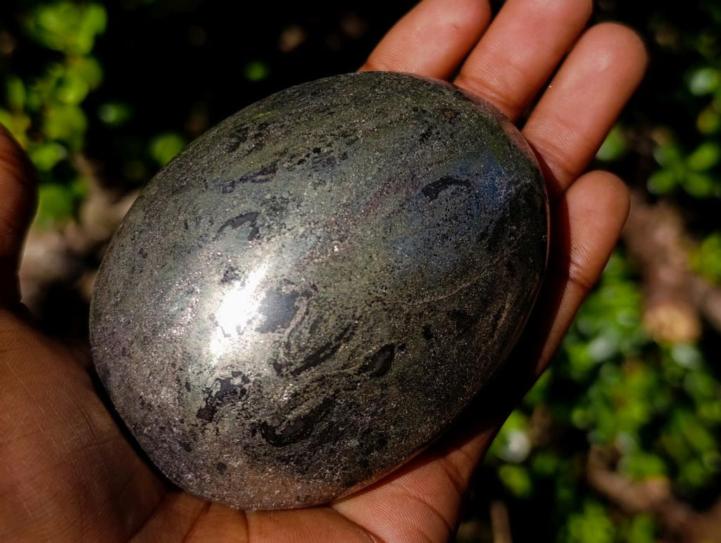 Polished Large Basalt and Pyrite Pharaoh Free Form x 1 From Iron Duke Mine, Zimbabwe