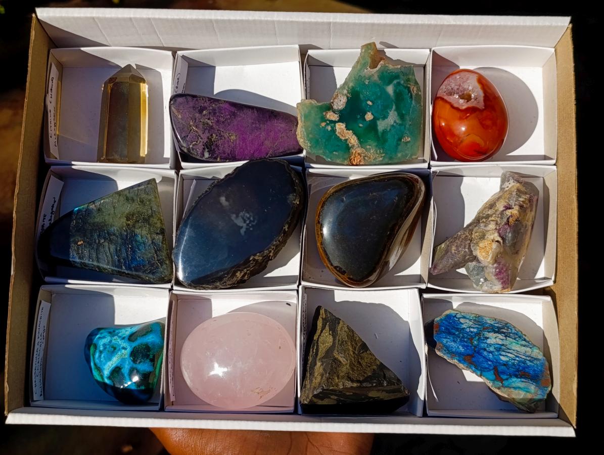 Polished Mix of African Minerals and Crystals Set of 12 x 1 From Southern Africa