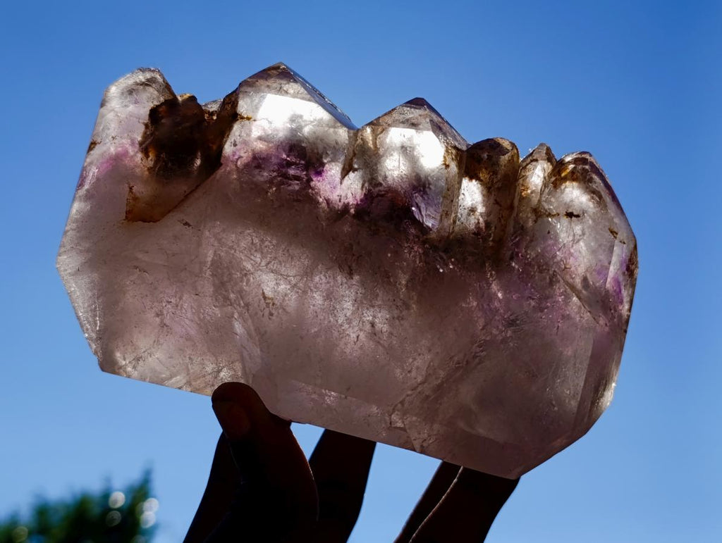 Polished Large Cascading Window Amethyst Cluster with Enhydro x 1 From Akansobe, Madagascar