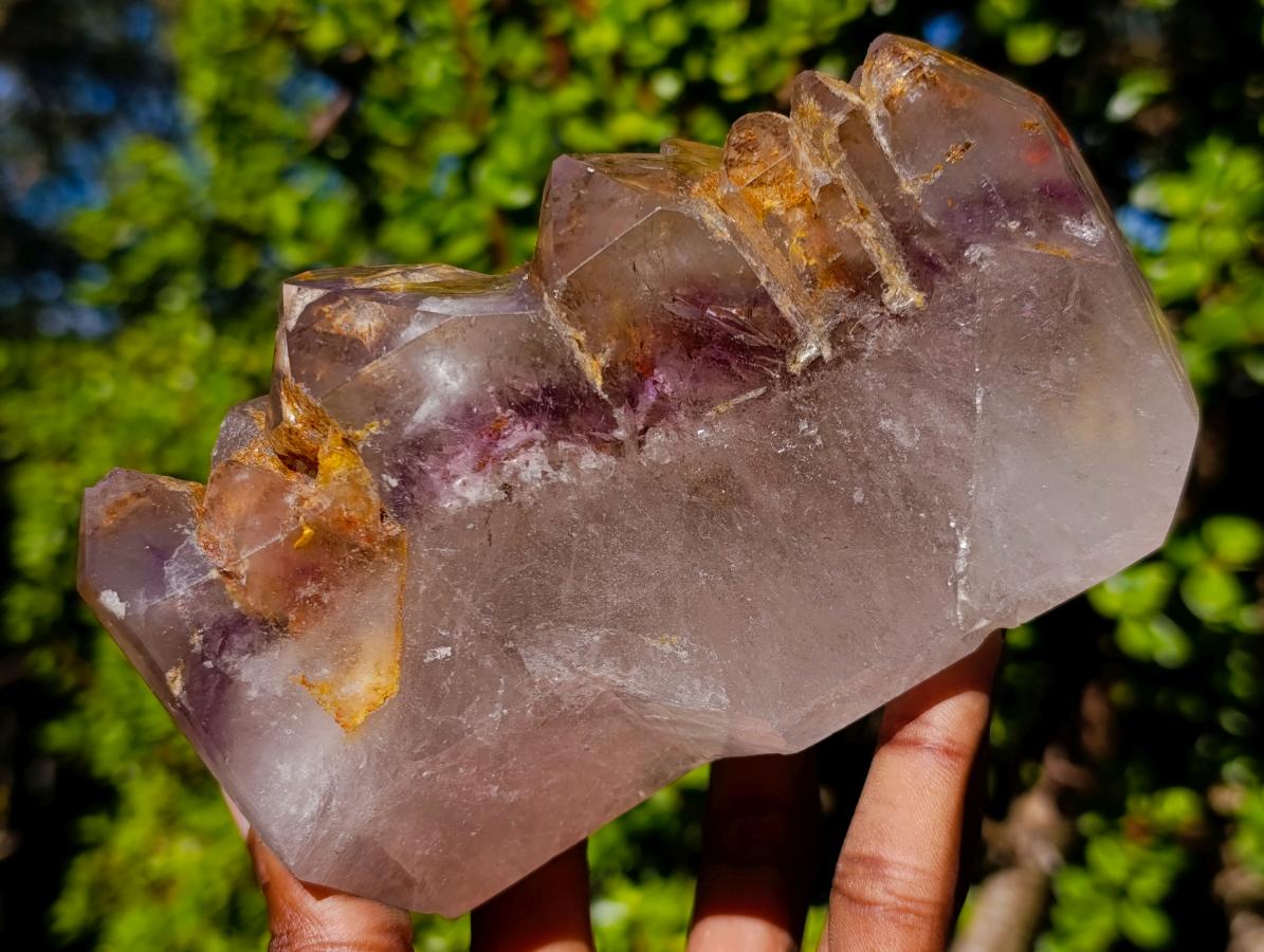 Polished Large Cascading Window Amethyst Cluster with Enhydro x 1 From Akansobe, Madagascar