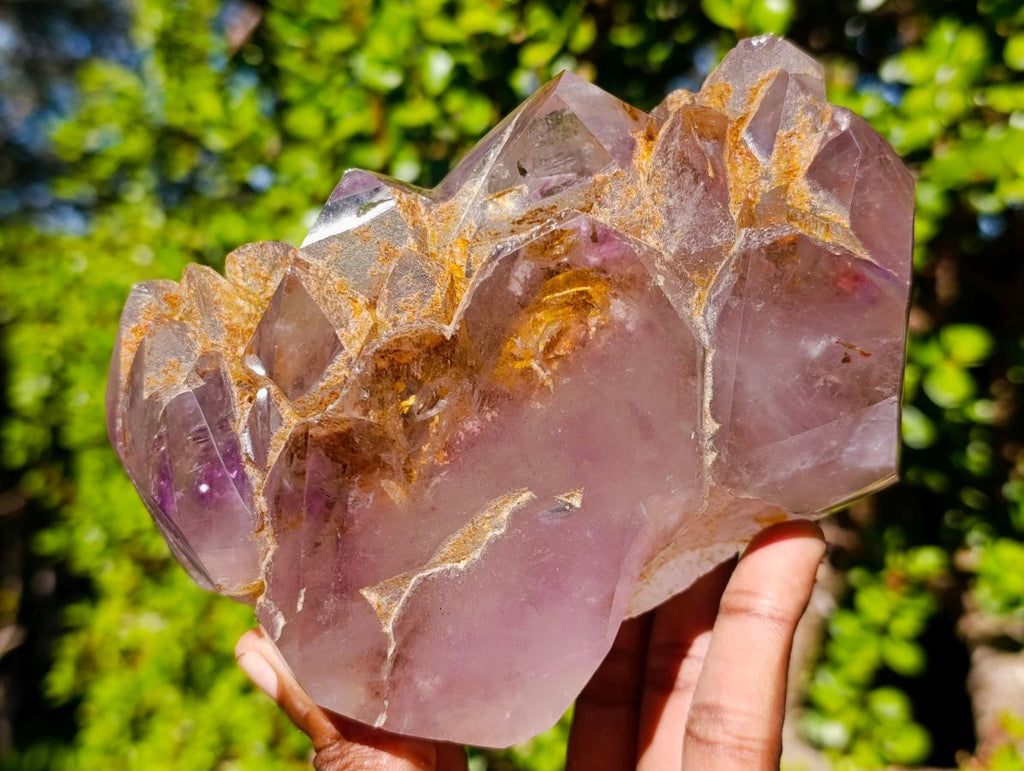 Polished Large Cascading Window Amethyst Cluster with Enhydro x 1 From Akansobe, Madagascar