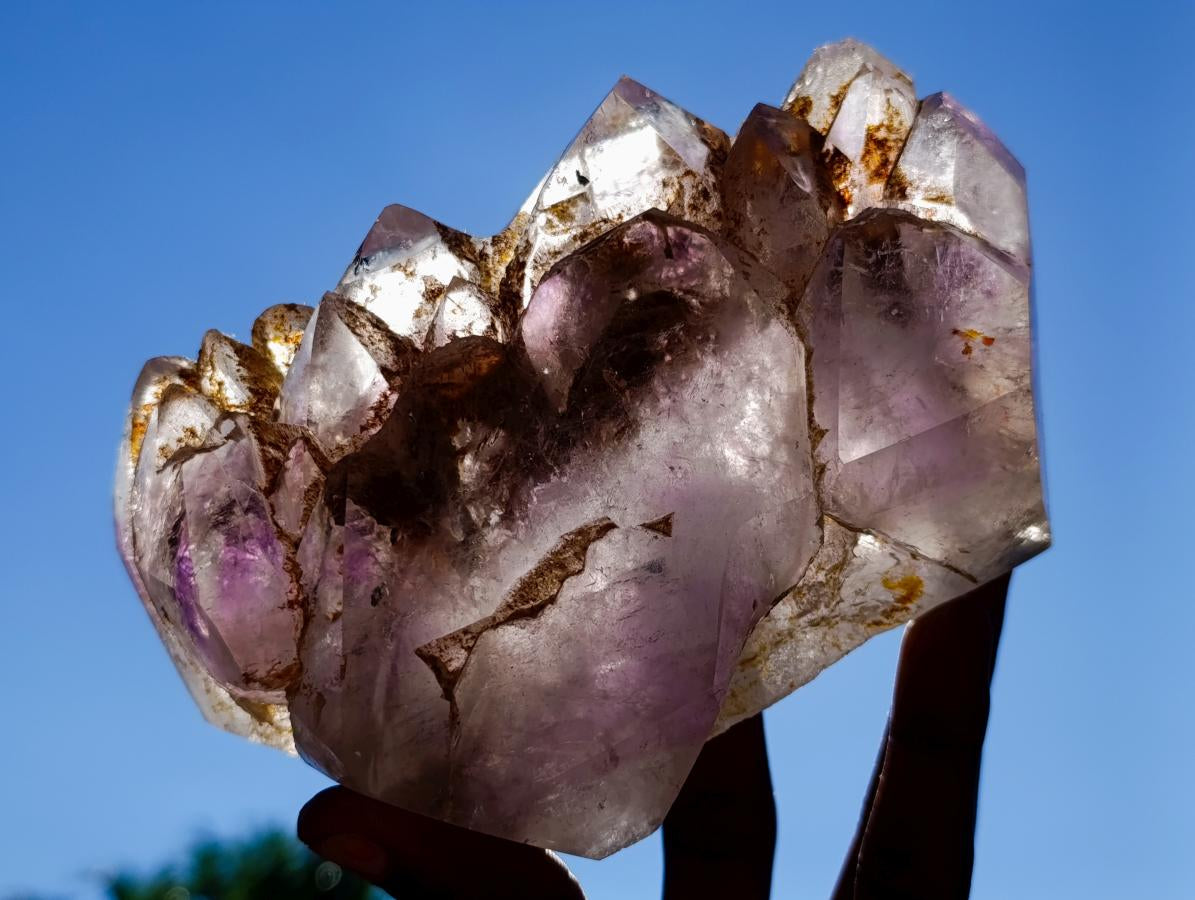 Polished Large Cascading Window Amethyst Cluster with Enhydro x 1 From Akansobe, Madagascar