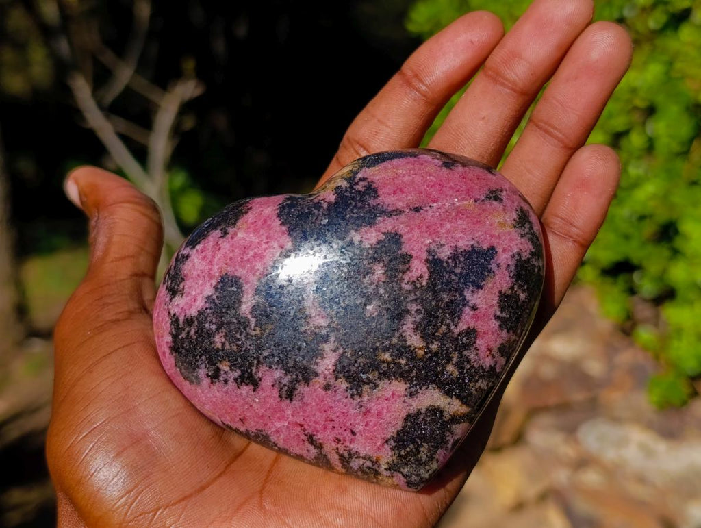 Polished Rhodonite Gemstone Heart x 1 From Madagascar