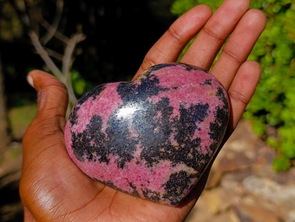 Polished Rhodonite Gemstone Heart x 1 From Madagascar