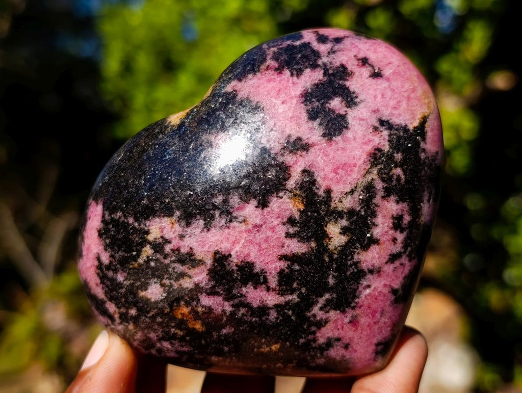 Polished Rhodonite Gemstone Heart x 1 From Madagascar
