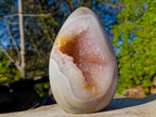 Polished Agate Geode Standing Display Piece with Crystalline Amethyst Centre x 1 From Maintirano, Madagascar