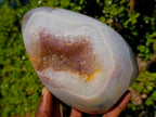 Polished Agate Geode Standing Display Piece with Crystalline Amethyst Centre x 1 From Maintirano, Madagascar