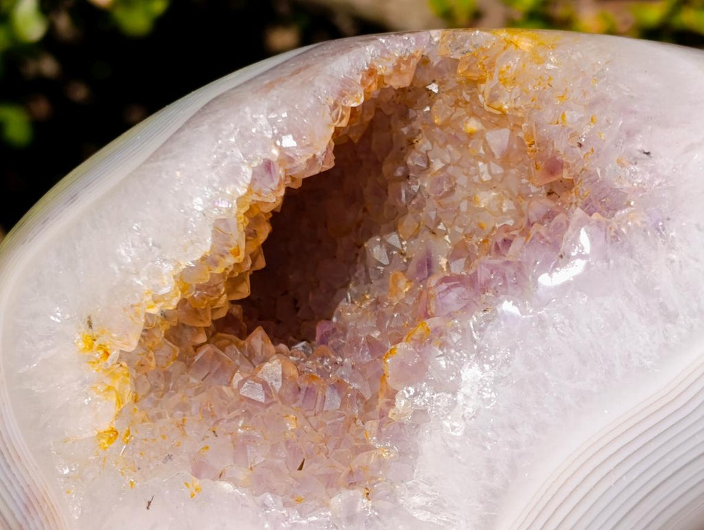Polished Agate Geode Standing Display Piece with Crystalline Amethyst Centre x 1 From Maintirano, Madagascar