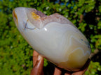 Polished Agate Geode Standing Display Piece with Crystalline Amethyst Centre x 1 From Maintirano, Madagascar