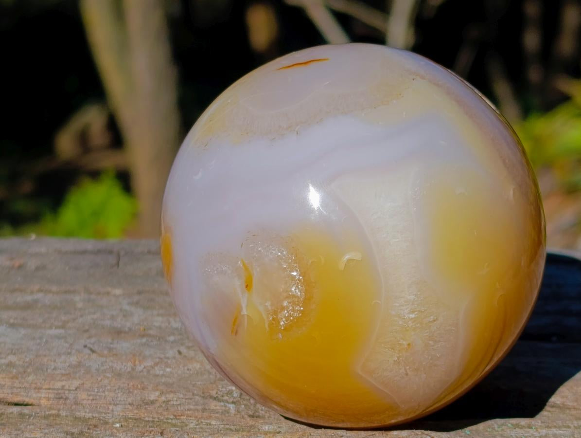 Polished Orange and White Carnelian Gemstone Sphere x 1 From Madagascar