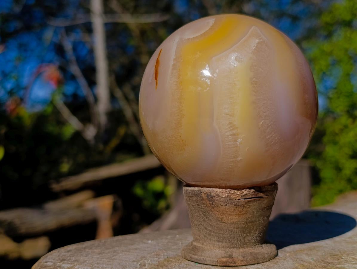 Polished Orange and White Carnelian Gemstone Sphere x 1 From Madagascar