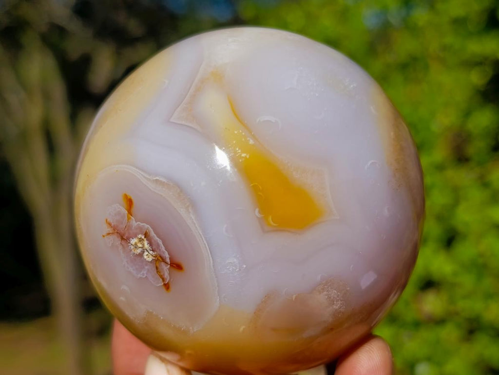 Polished Orange and White Carnelian Gemstone Sphere x 1 From Madagascar
