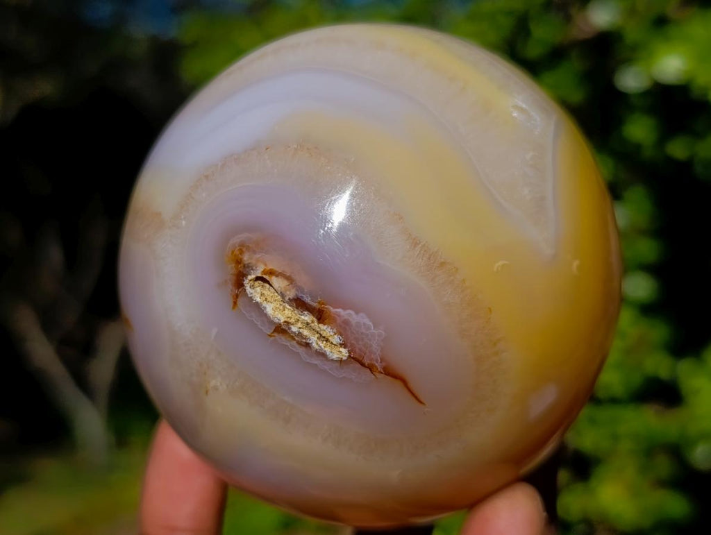 Polished Orange and White Carnelian Gemstone Sphere x 1 From Madagascar