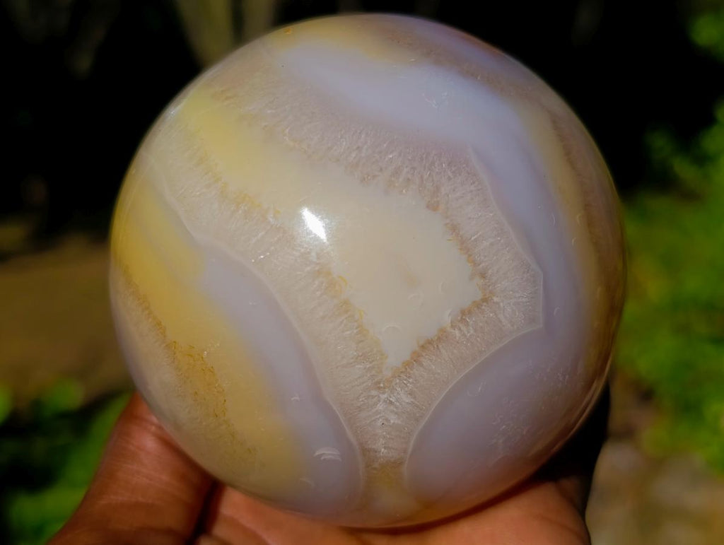 Polished Orange and White Carnelian Gemstone Sphere x 1 From Madagascar