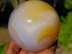 Polished Orange and White Carnelian Gemstone Sphere x 1 From Madagascar