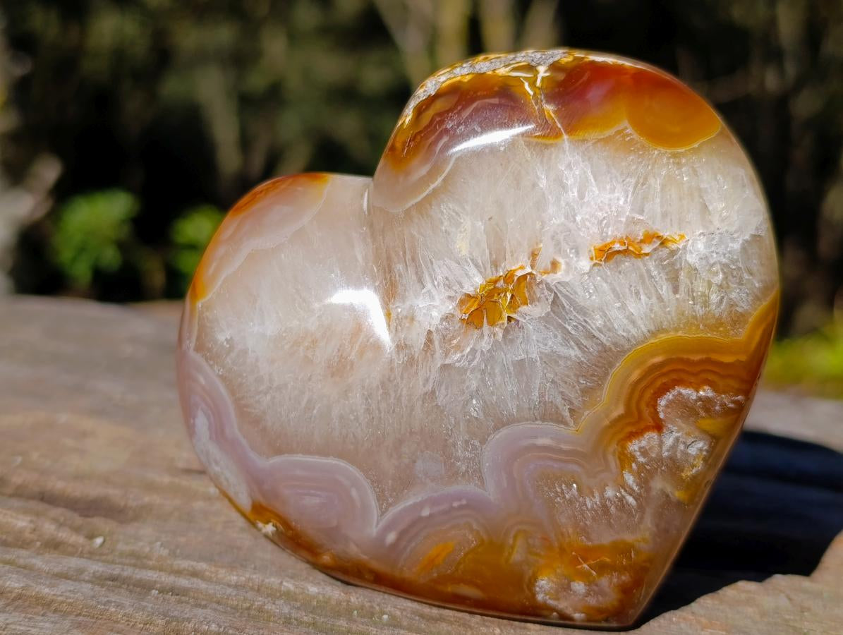 Polished Carnelian Gemstone Drusy Geode Heart x 1 From Nosy Varika, Madagascar