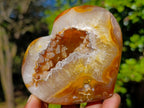 Polished Carnelian Gemstone Drusy Geode Heart x 1 From Nosy Varika, Madagascar