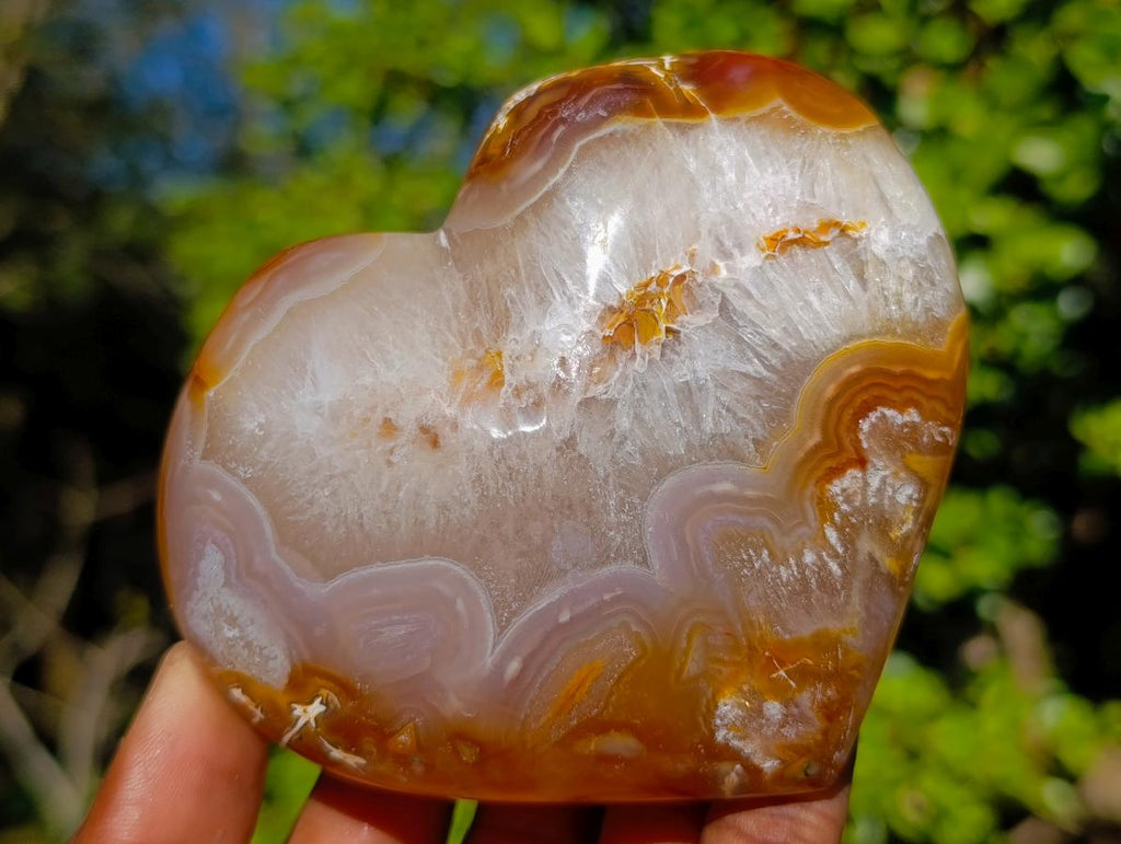 Polished Carnelian Gemstone Drusy Geode Heart x 1 From Nosy Varika, Madagascar