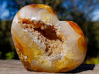 Polished Carnelian Gemstone Drusy Geode Heart x 1 From Nosy Varika, Madagascar