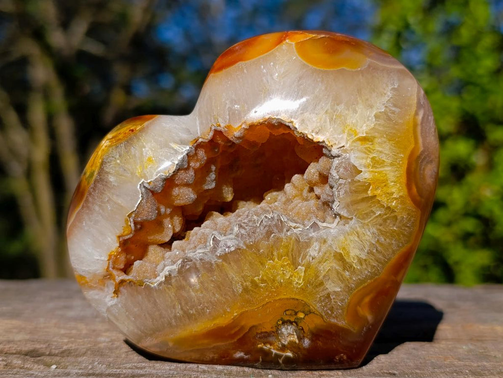 Polished Carnelian Gemstone Drusy Geode Heart x 1 From Nosy Varika, Madagascar