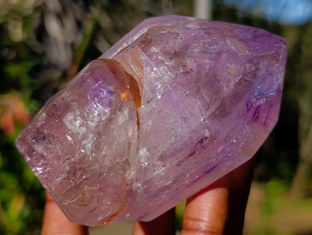 Polished Window Amethyst Twin Crystal with Phantoms x 1 From Akansobe Madagascar