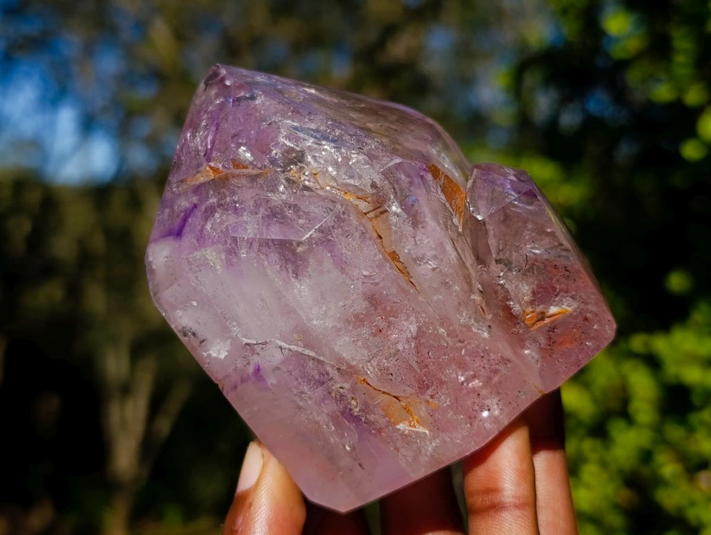Polished Window Amethyst Twin Crystal with Phantoms x 1 From Akansobe Madagascar