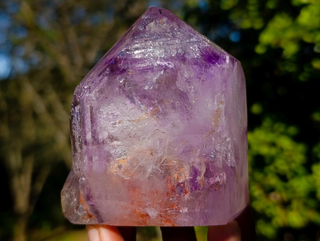 Polished Window Amethyst Twin Crystal with Phantoms x 1 From Akansobe Madagascar