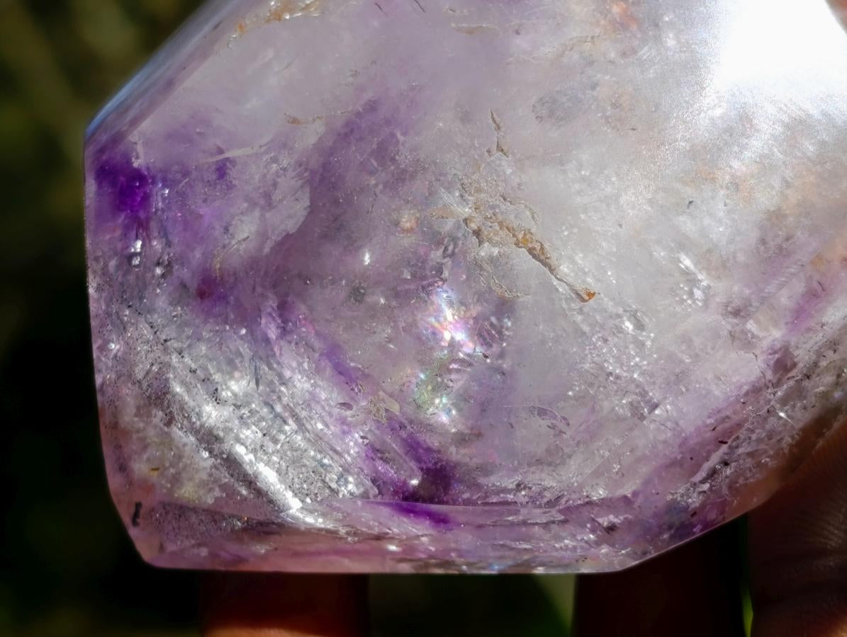Polished Window Amethyst Twin Crystal with Phantoms x 1 From Akansobe Madagascar