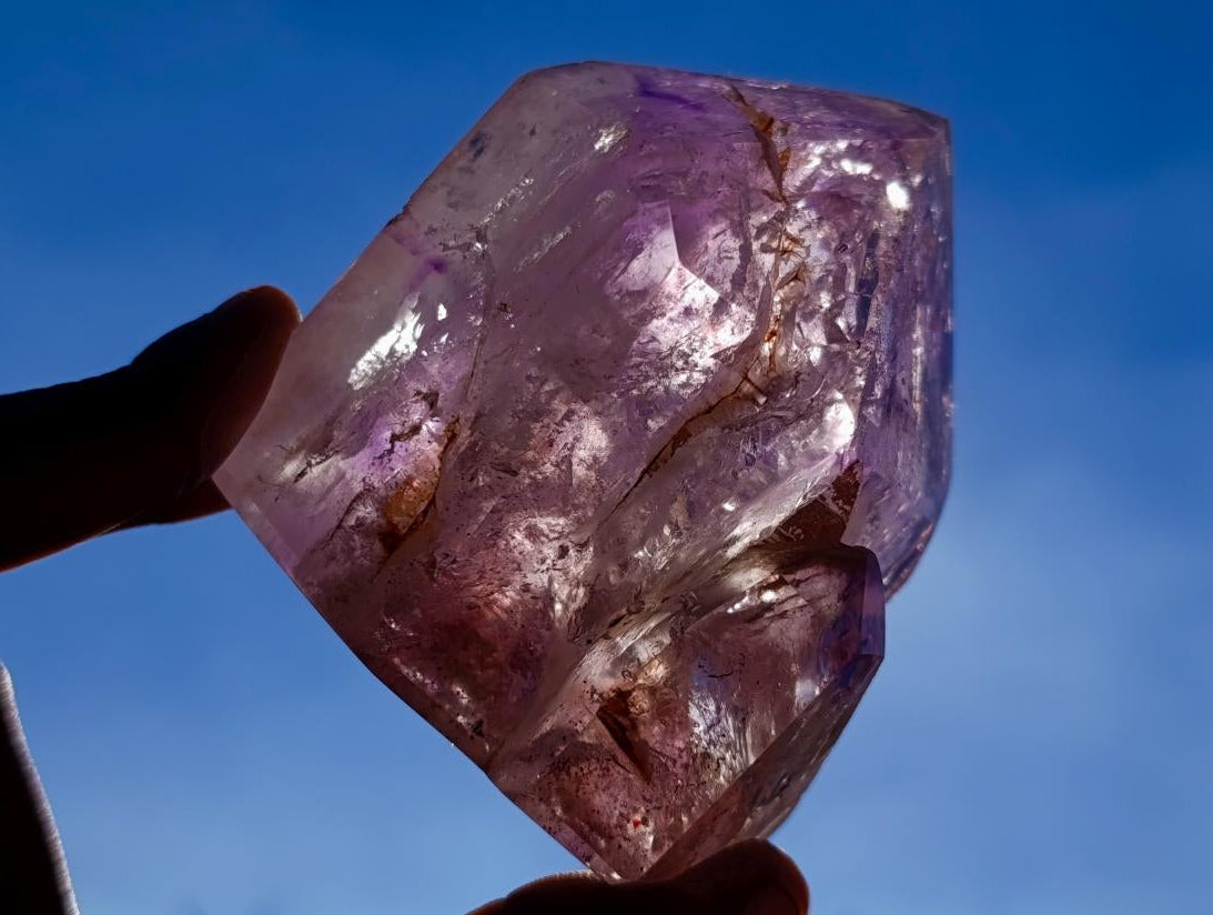 Polished Window Amethyst Twin Crystal with Phantoms x 1 From Akansobe Madagascar