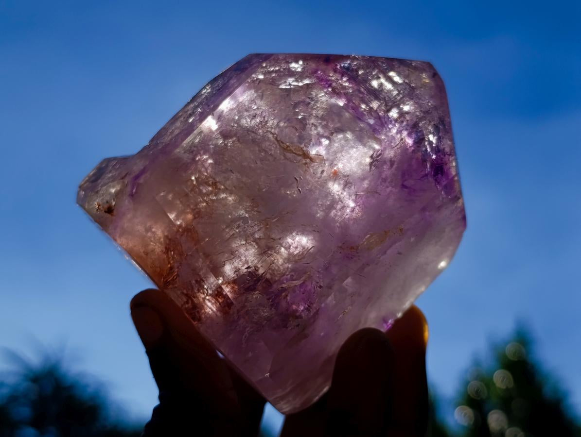 Polished Window Amethyst Twin Crystal with Phantoms x 1 From Akansobe Madagascar