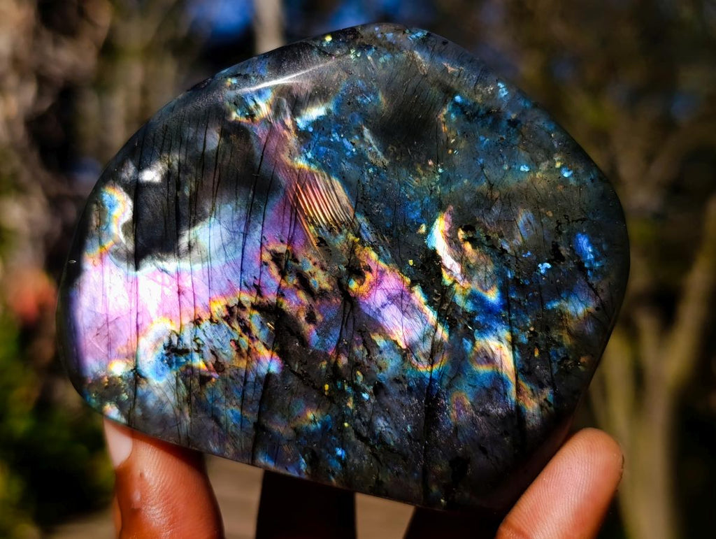 Polished Spectrolite Labradorite Standing Display Piece x 1 From Tulear, Madagascar