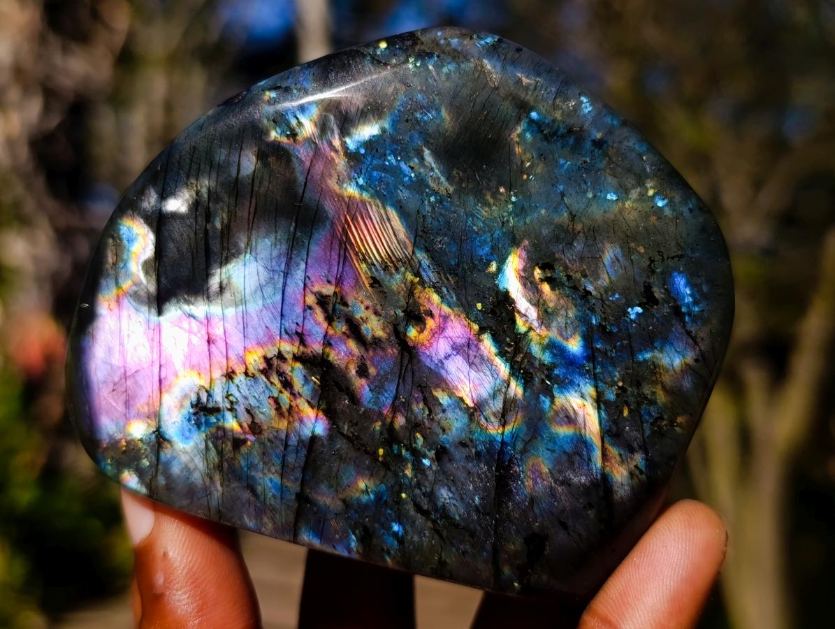 Polished Spectrolite Labradorite Standing Display Piece x 1 From Tulear, Madagascar